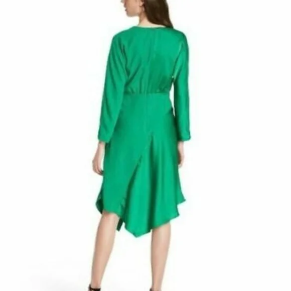 Cushnie for Target Emerald Green Faux Wrap Long Sleeved Dress Size 6 NWT - Picture 3 of 16